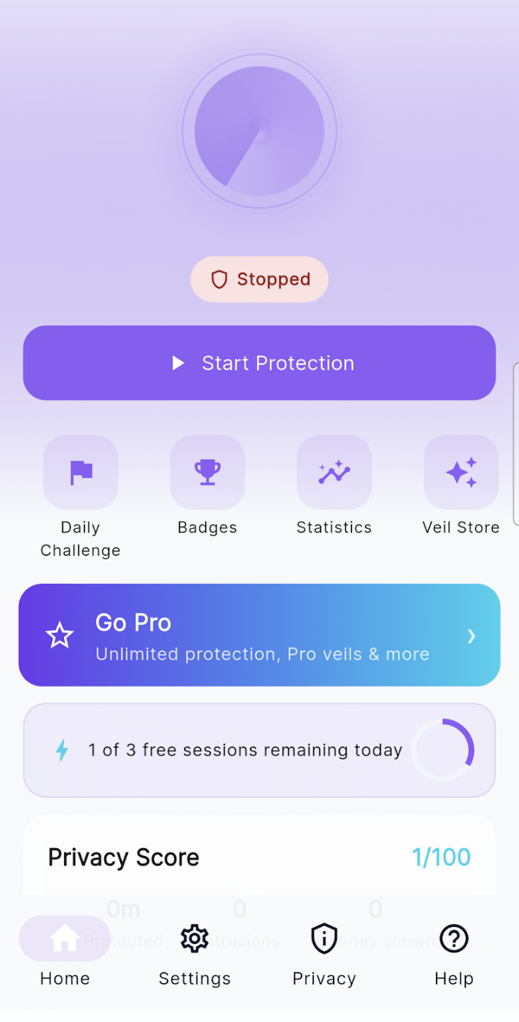 Privacy Display AI stopped state screenshot