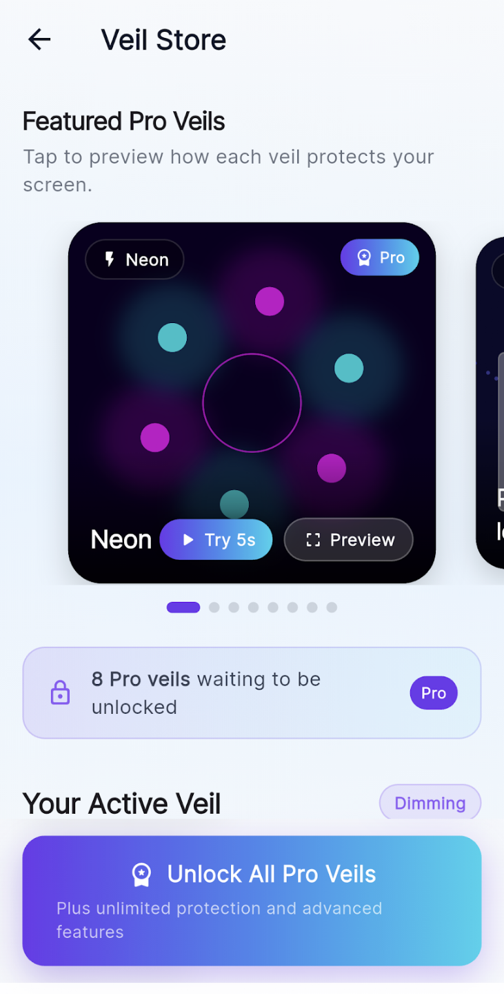 Privacy Display AI veil store screenshot